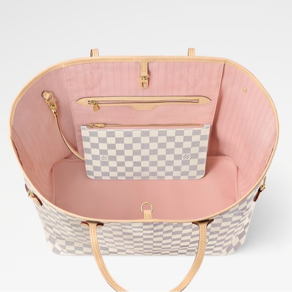 Louis Vuitton Neverfull GM Checkered Tote - Cream and Tan - Picture 3 of 12